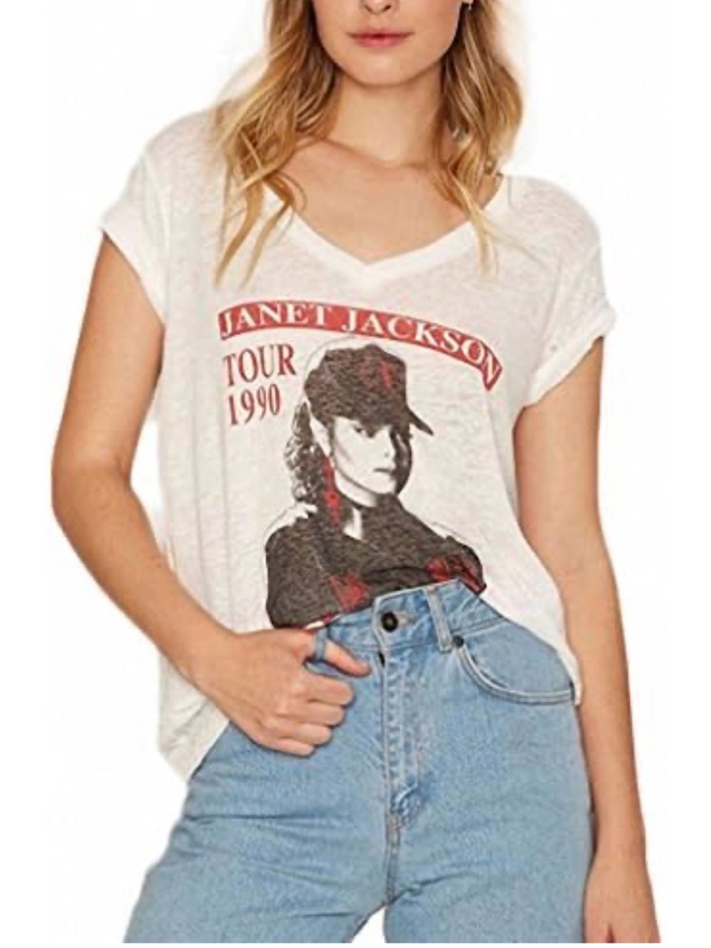 Trunk Ltd White Janet Jackson Tour 1990 Graphic Tee
